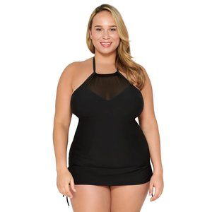 COPY - Women's Apt 9 High Neck Mesh Tankini Plus Size 2X (20W-22W) Black